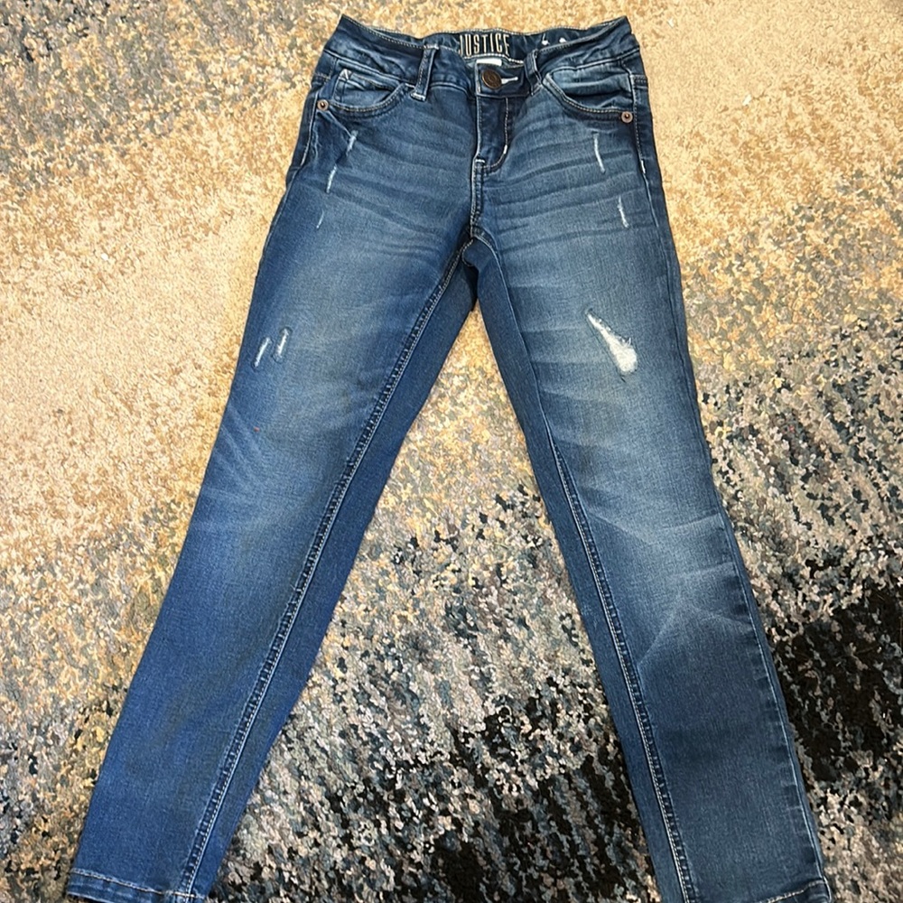 Justice size 8 mid rise, super skinny jeans